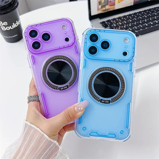 Strong Magnetic 360° Stand iPhone Case – Clear Shockproof Armor (11–17)