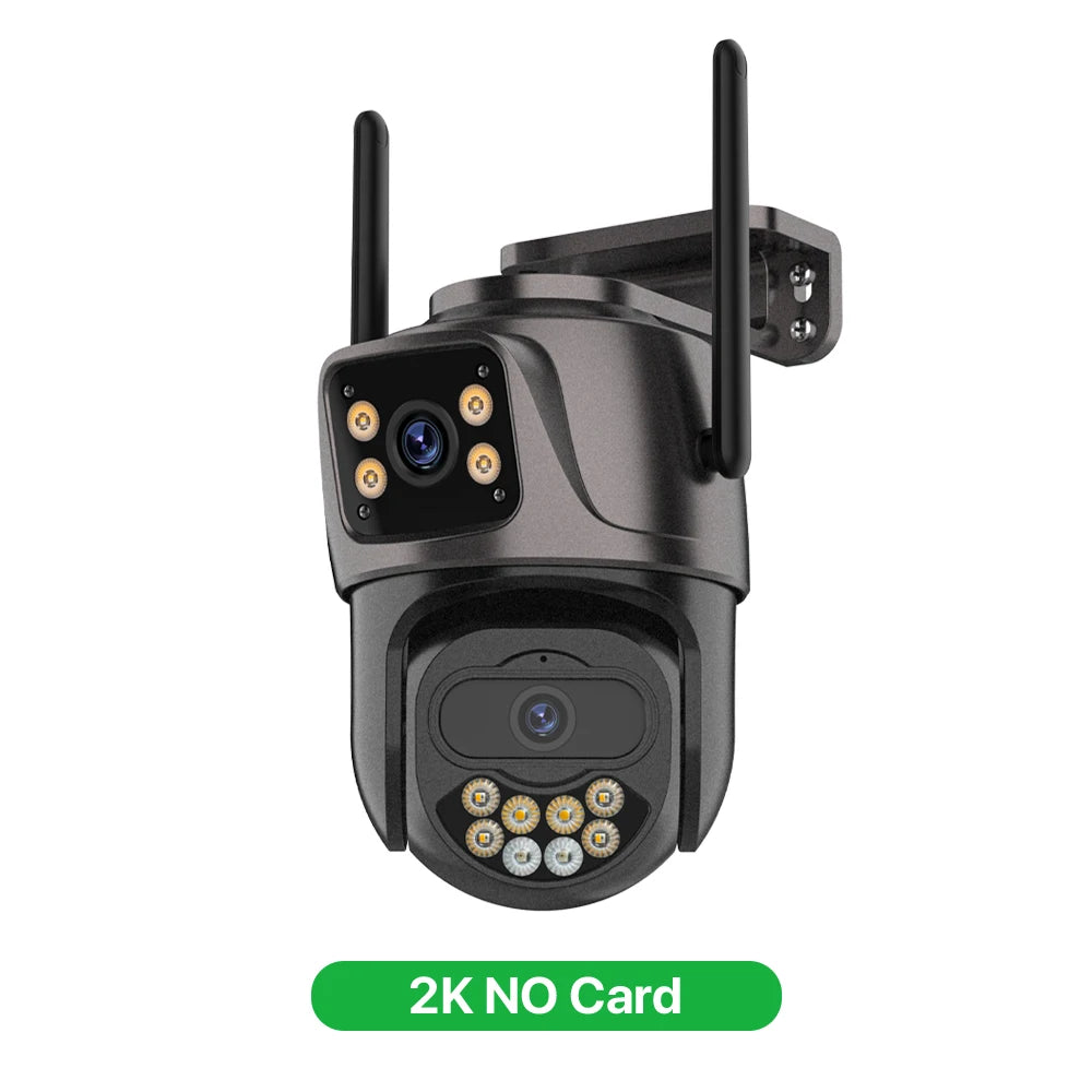 6K 9MP Outdoor WiFi Camera – Triple Lens, Dual Screen, PTZ Auto Tracking