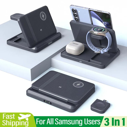 3-in-1 Wireless Charger Stand – Fast Charging Dock for Samsung Galaxy Devices