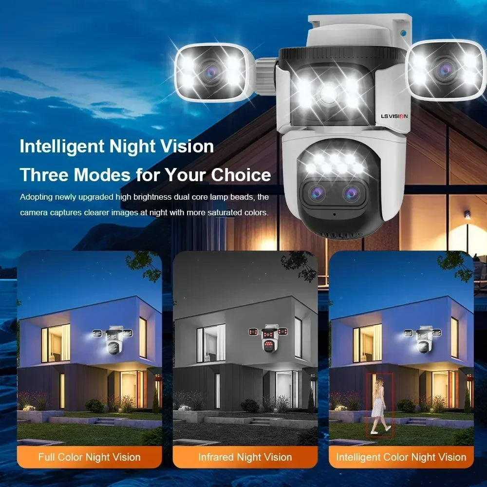 LS Vision 20MP Outdoor WiFi Camera – 4 Lens, 10X Zoom, Auto Tracking