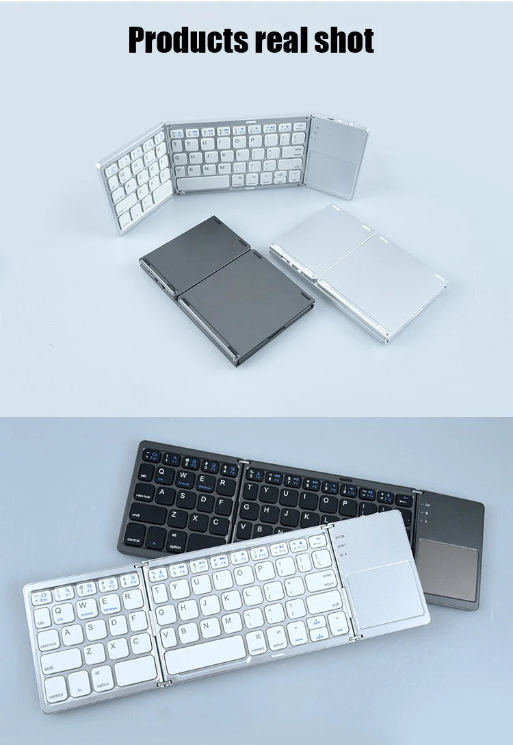 Folding Bluetooth Keyboard with Touchpad – Mini Wireless, Universal 3-System