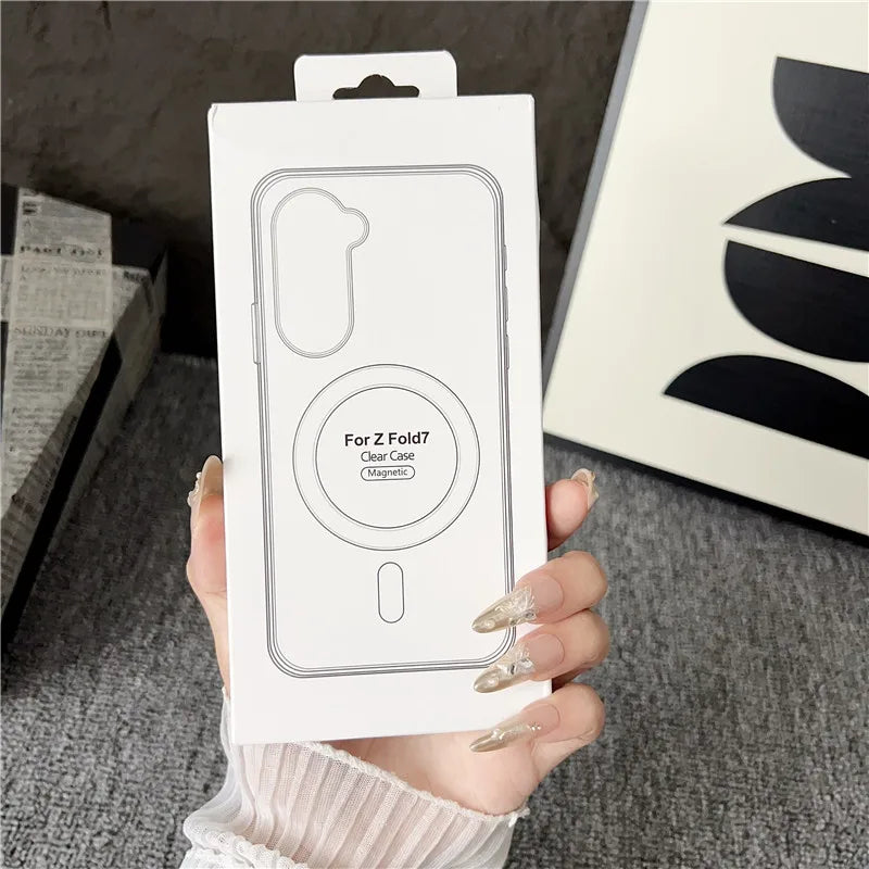 Samsung Z Fold 7 Clear Magnetic Case – MagSafe & Wireless Charging