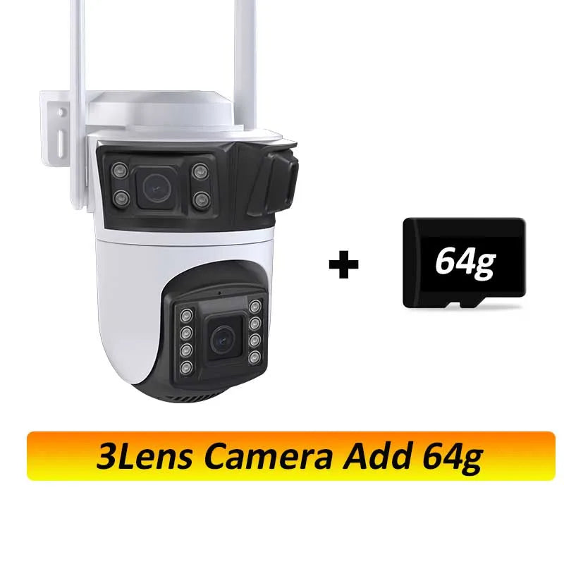 6K HD PTZ Outdoor WiFi Camera – 3 Lens, Auto Tracking Security