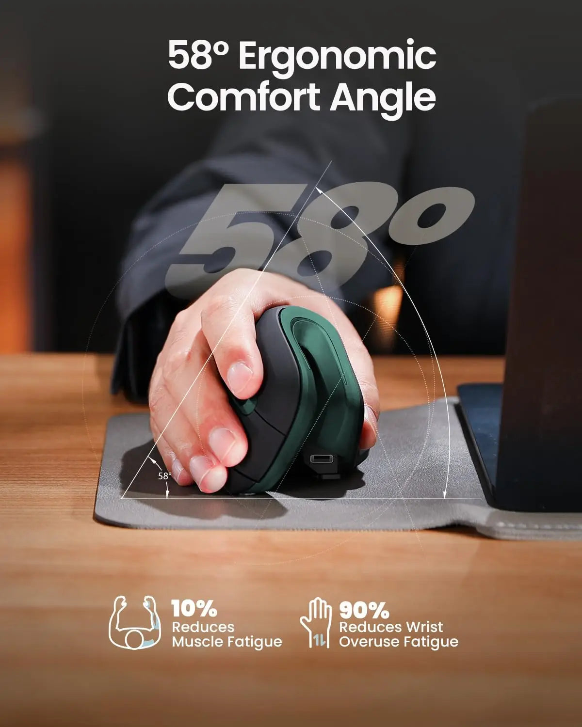 ProtoArc EM11 Vertical Mouse – Ergonomic, Rechargeable, BT & 2.4GHz