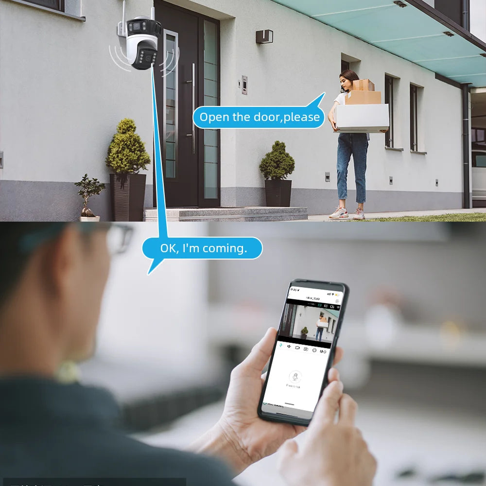 6K HD PTZ Outdoor WiFi Camera – 3 Lens, Auto Tracking Security