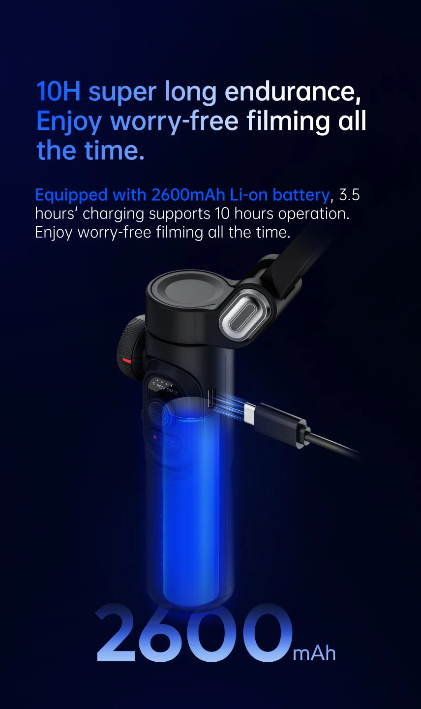 AOCHUAN 3-Axis Handheld Gimbal – SmartXE for iPhone & Android, AI Face Tracking