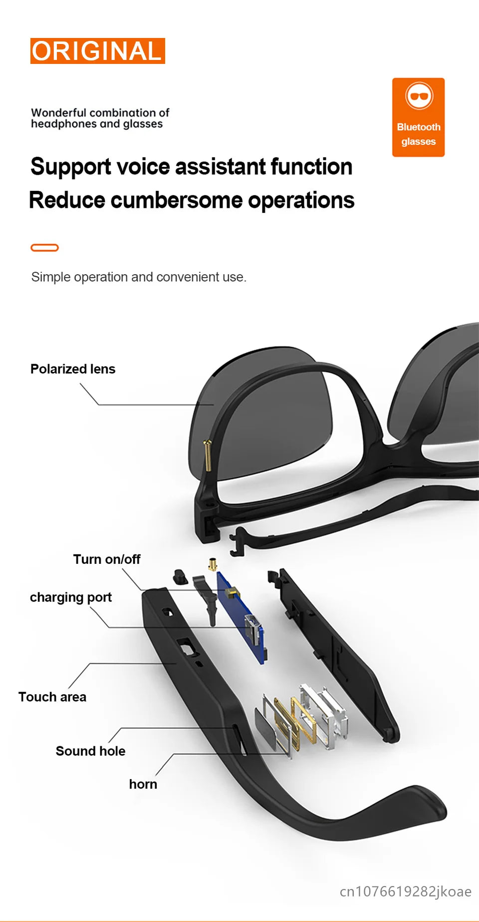 Lecoo C8 Smart Glasses – Wireless Bluetooth 5.0 Headset with HD Mic