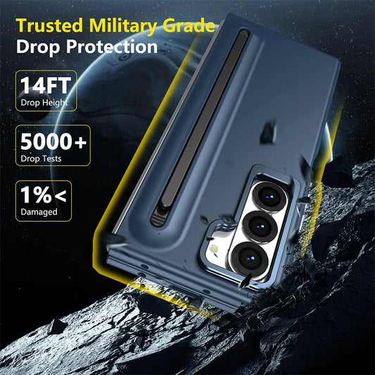 Galaxy Z Fold 4–7 Case – Metal Stand, S Pen Slot & Screen Guard
