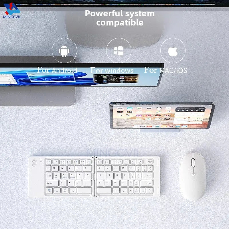 MINGCVIL Mini Foldable Bluetooth Keyboard – Slim, Portable, Rechargeable