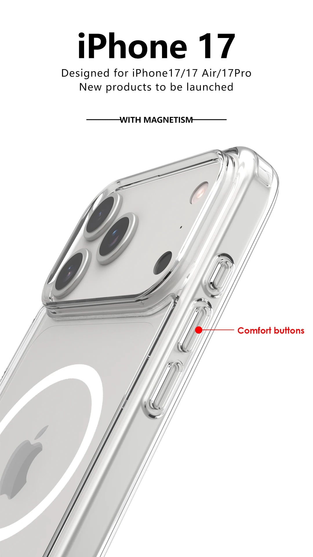 Shockproof Clear Magnetic iPhone Case – MagSafe & Wireless Charging (iPhone 17 Air/Pro Max)