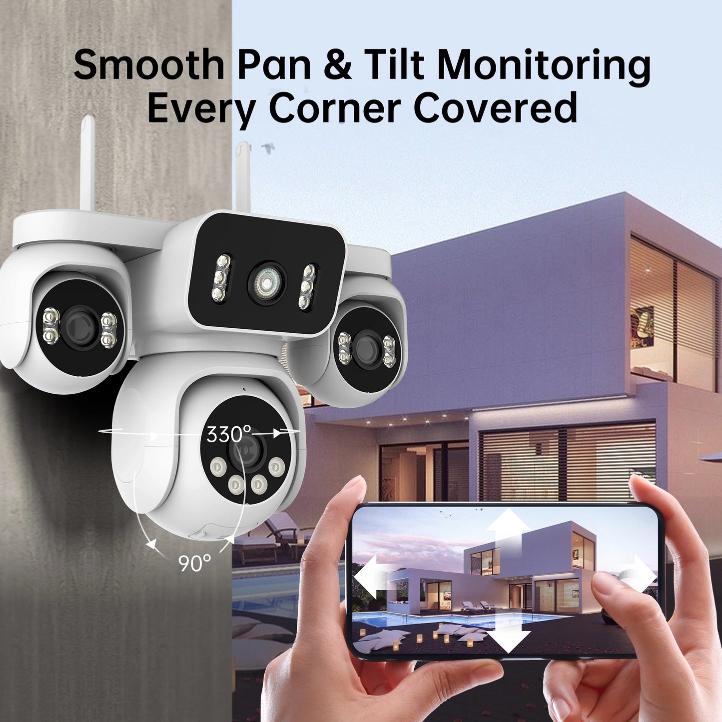 10K 20MP WiFi Security Camera – 4 Lens, 360° PTZ, 16X Zoom