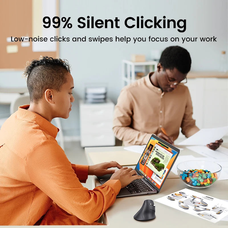 UGREEN Vertical Wireless Mouse – Bluetooth 5.0, 4000DPI, Ergonomic