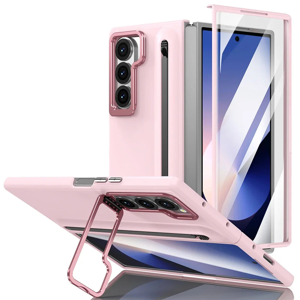 Galaxy Z Fold 4–7 Case – Metal Stand, S Pen Slot & Screen Guard