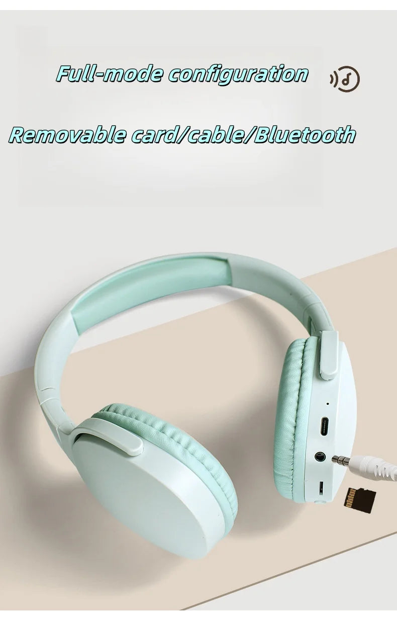 Fashion Bluetooth Over-Ear Headphones – Deep Bass, Sports Stereo, Long Battery