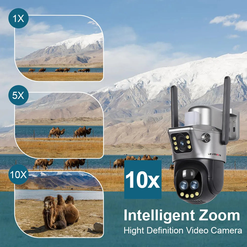 LS Vision V380 Dual Lens Solar Camera – 8MP 4K, 10X Zoom, WiFi/4G
