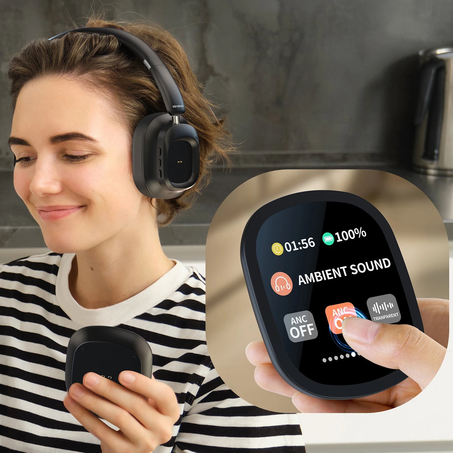Siindoo JH-ANC930Plus Wireless Headphones – Hybrid ANC, Touch Control, LED Screen
