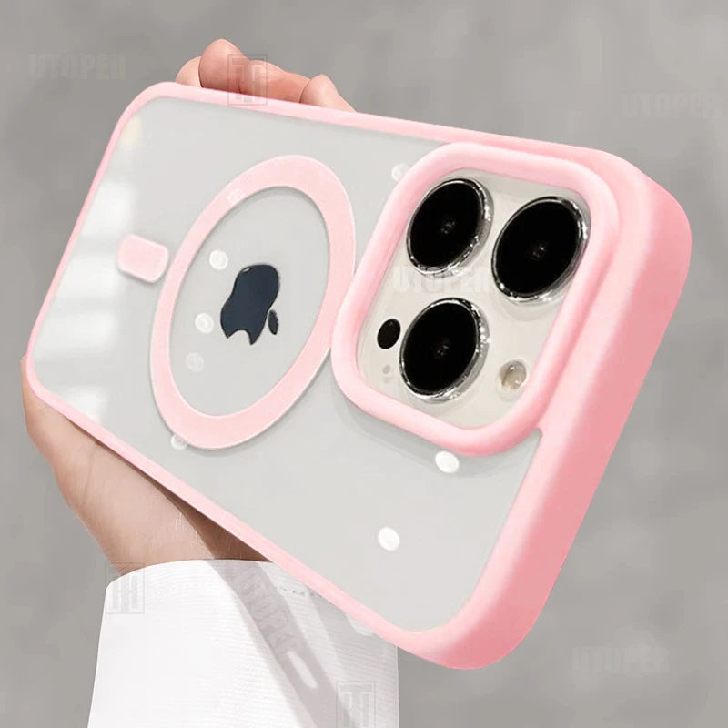 Anti-Fall Acrylic Business Case – Magnetic Magsafe for iPhone 11–16 Pro/Max