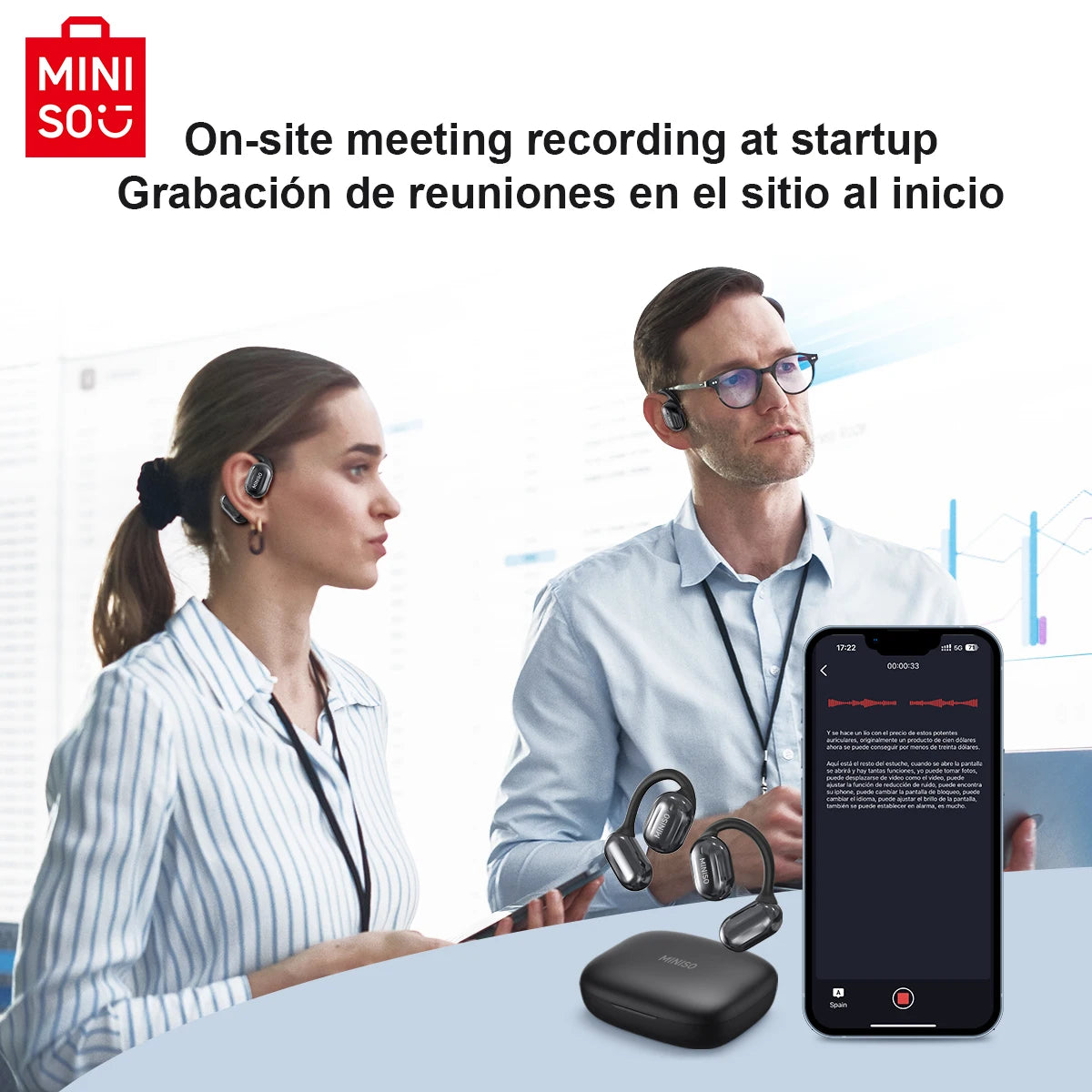 MINISO MS162 Translator Earphones – Face-to-Face Bluetooth Wireless Headset