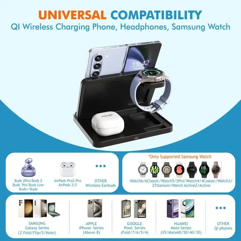 3-in-1 Wireless Charger Stand – Fast Charging Dock for Samsung Galaxy Devices