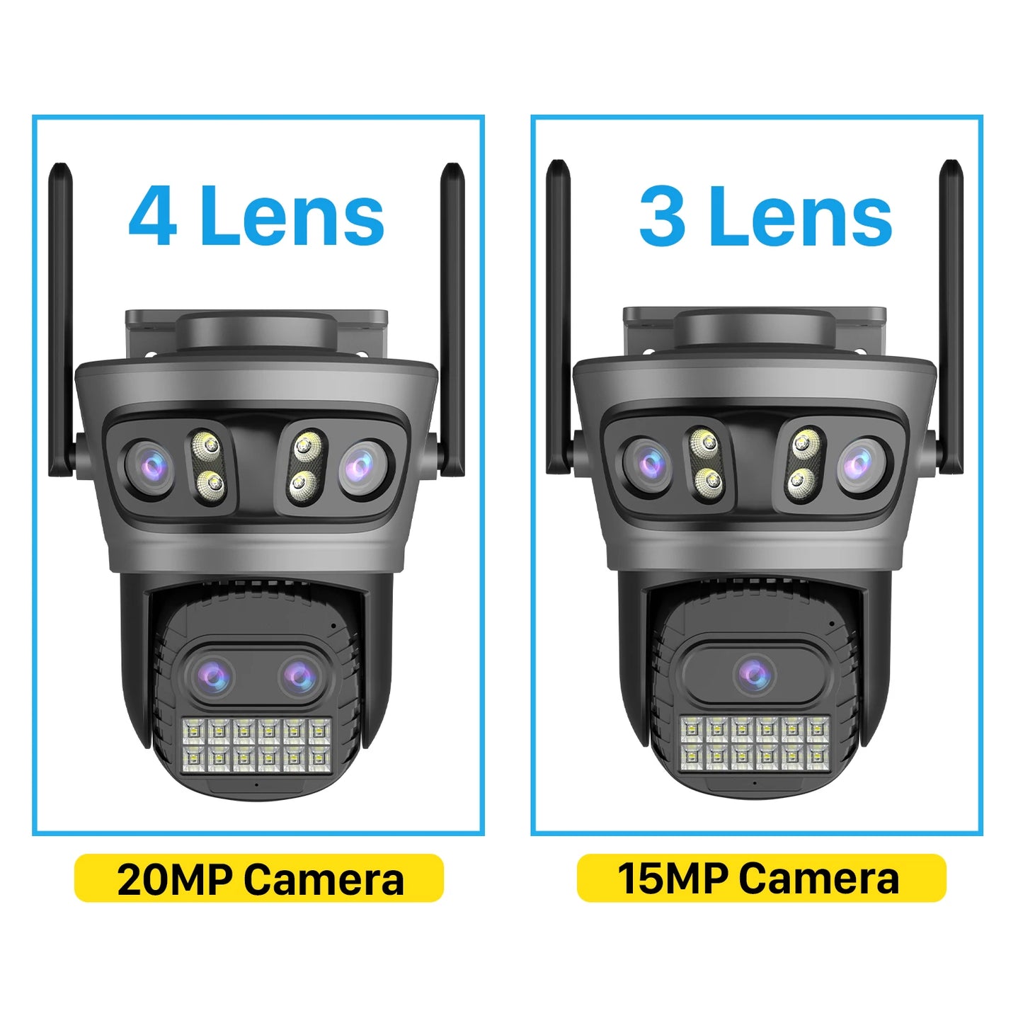 20MP Outdoor WiFi Camera – 4 Lens, 10X Zoom, Auto Tracking
