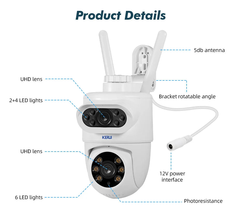 KERUI 5K 10MP Dual Lens WiFi Camera – Smart PTZ Outdoor Security