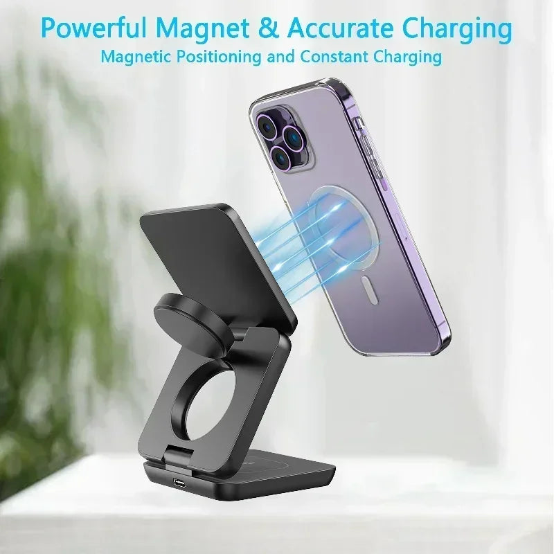3-in-1 Foldable Magnetic Wireless Charger – iPhone, iWatch & AirPods