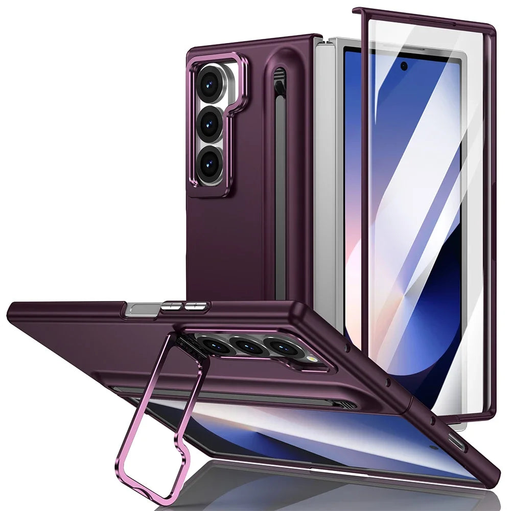 Galaxy Z Fold 4–7 Case – Metal Stand, S Pen Slot & Screen Guard