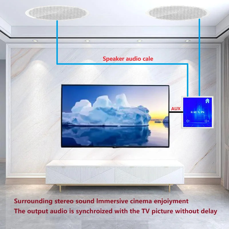 4'' Bluetooth Wall Amplifier – Touchscreen Mini Stereo, Home Theater Audio