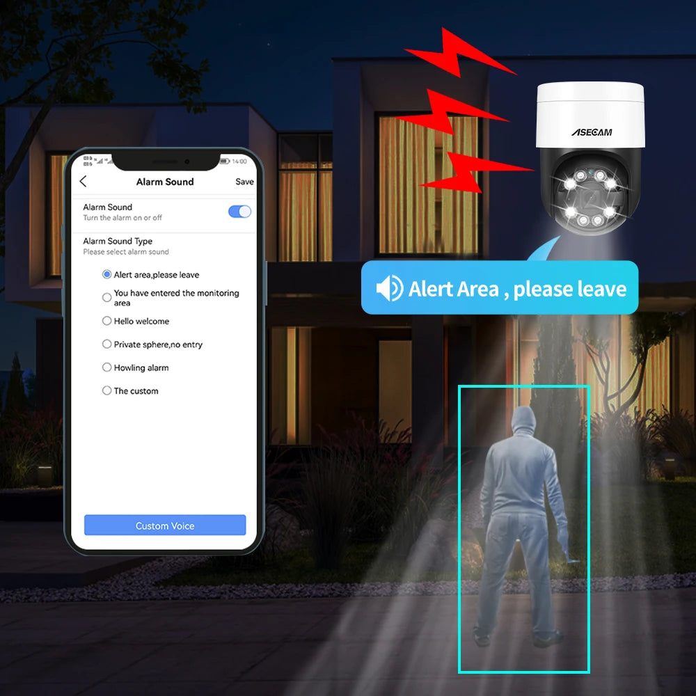 8MP 4K PTZ POE Camera – AI Face Detection, Audio, Night Vision
