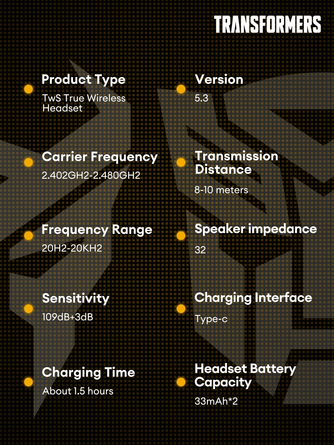 Transformers TF-T06 Bluetooth Earbuds – Noise Reduction, Gaming & Music