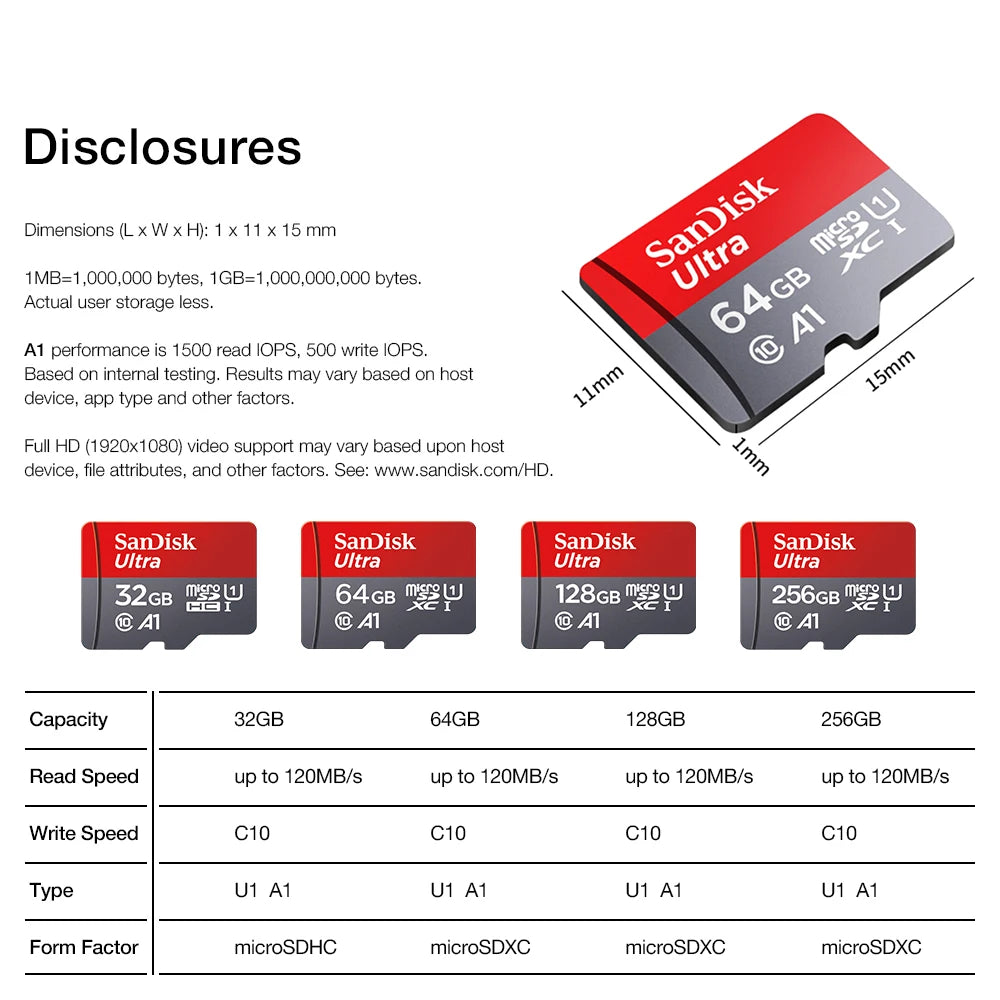 Ultra Micro SD/TF Card – 32GB/64GB/128GB/256GB Memory Card