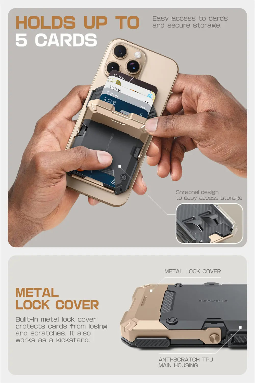 SUPCASE Magnetic Tripod Phone Stand – Credit Card Holder, MagSafe Compatible