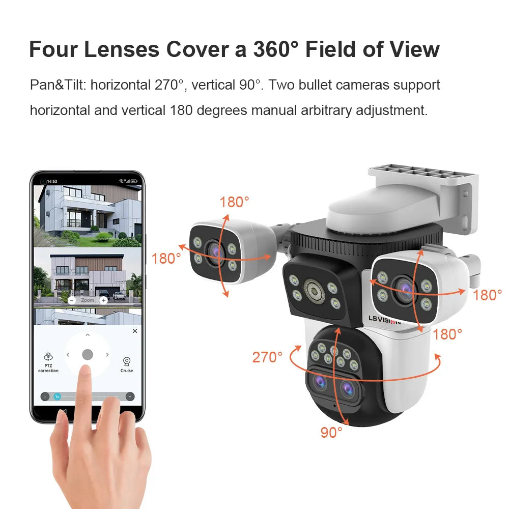 LS Vision 20MP Outdoor WiFi Camera – 4 Lens, 10X Zoom, Auto Tracking