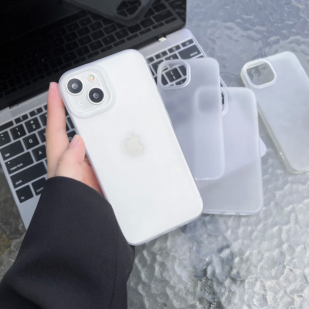 Soft TPU Matte Phone Case – Transparent Cover for iPhone 11–17 Series