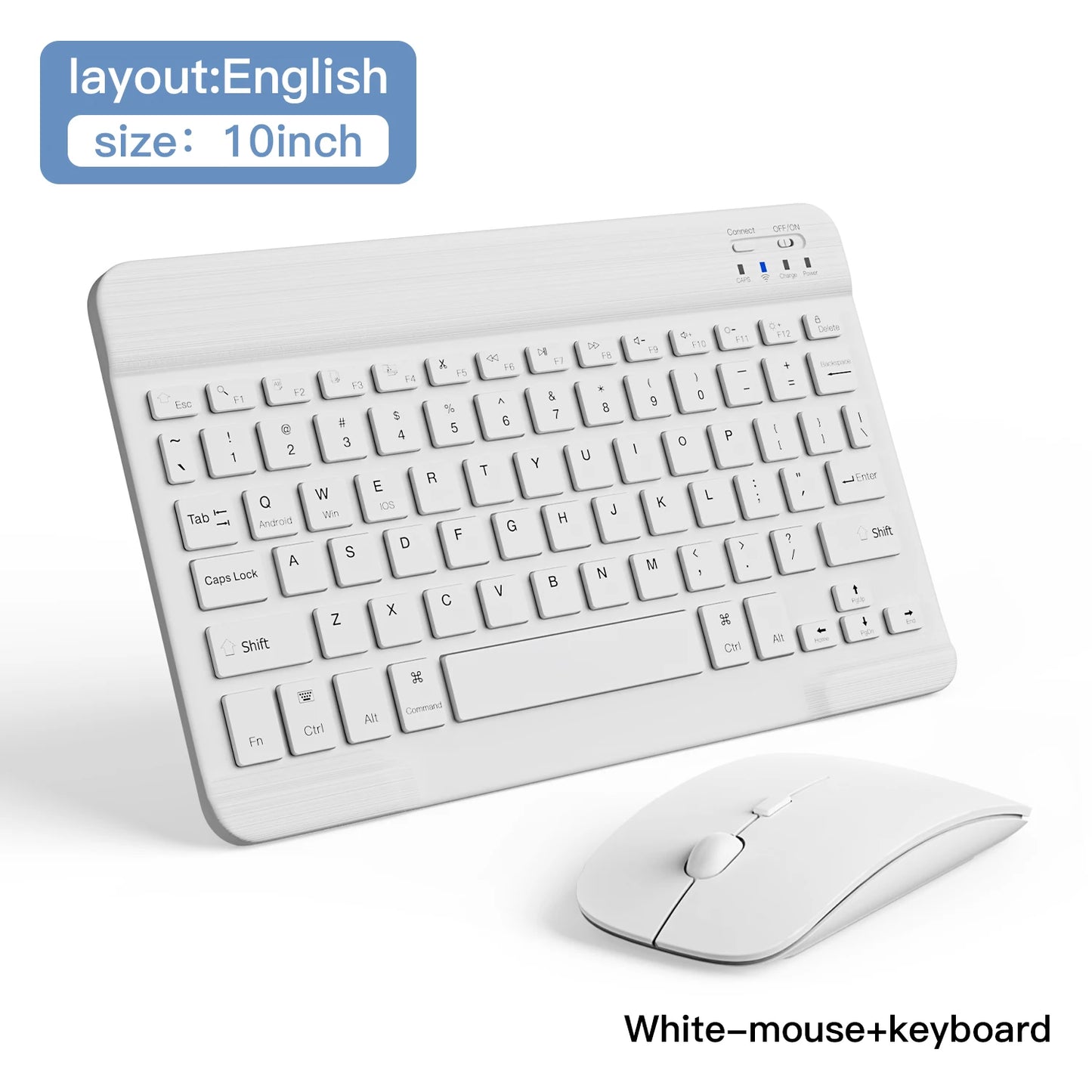 RGB Backlit Bluetooth Keyboard & Mouse – 10-Inch Wireless for Tablet/Laptop