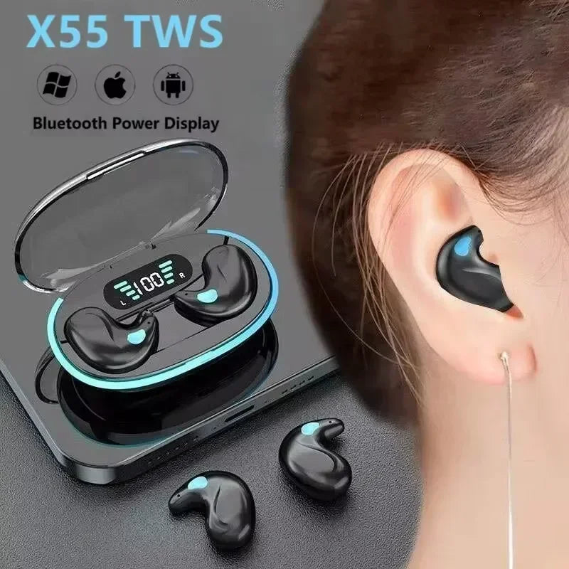 X55 Sleeping TWS Earbuds – Wireless, Stereo, Mic, Waterproof