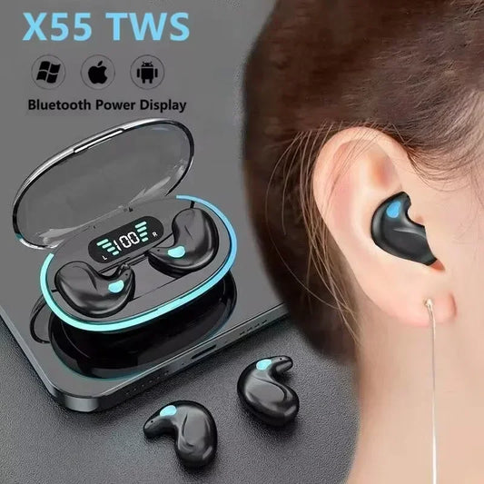 X55 Sleeping TWS Earbuds – Wireless, Stereo, Mic, Waterproof