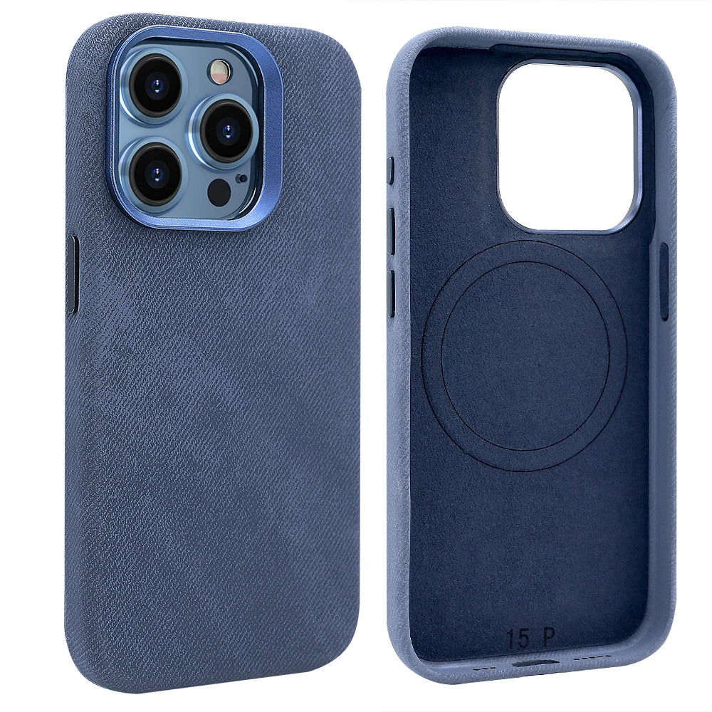 Full-Wrap Magnetic Alcantara Case – Luxury Suede Leather for iPhone 16 Pro/Max