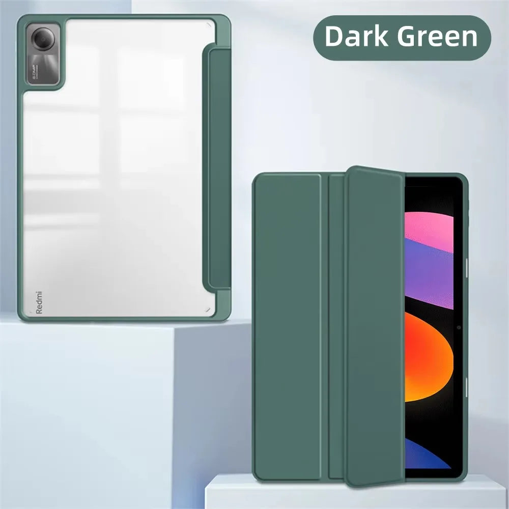 Transparent Hard Case for Redmi Pad SE – Awake/Sleep Cover, 8.7–12.1