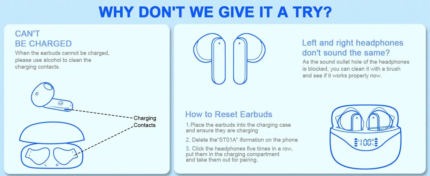 Wireless Bluetooth 5.3 Earbuds – Noise Cancelling, 36H Playtime, LED Display