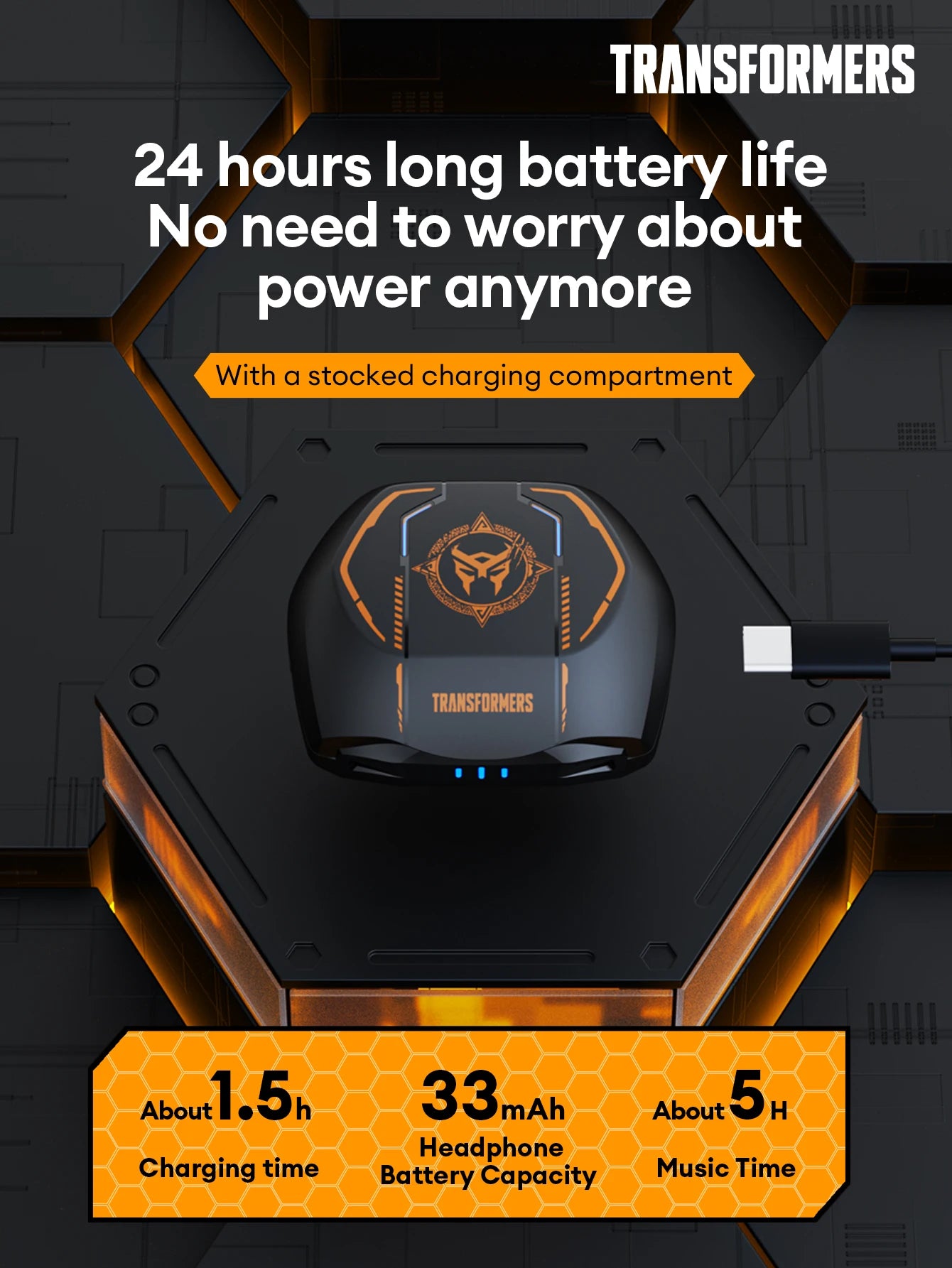 Transformers TF-T06 Bluetooth Earbuds – Noise Reduction, Gaming & Music