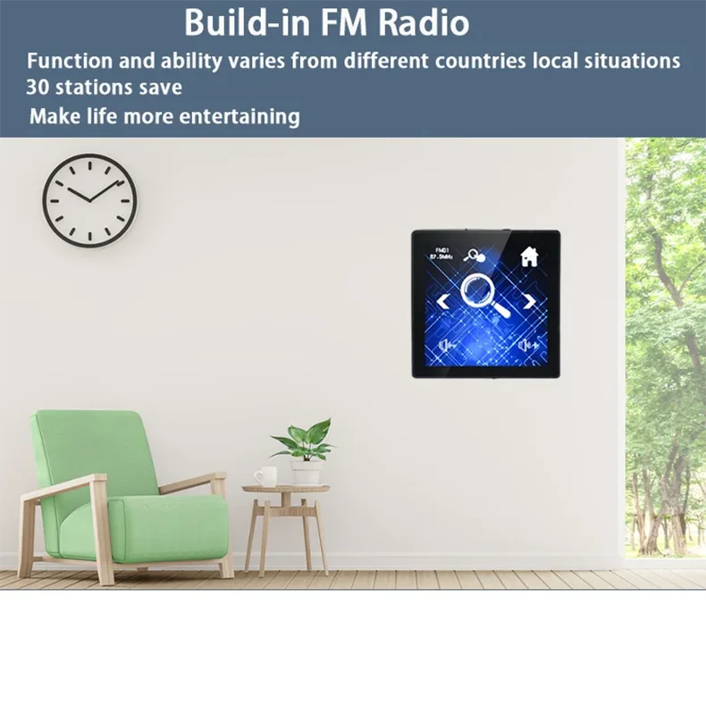 Mini Touch Screen Bluetooth Wall Amplifier – 4×25W Stereo PA System