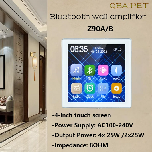 Mini Touch Screen Bluetooth Wall Amplifier – 4×25W Stereo PA System