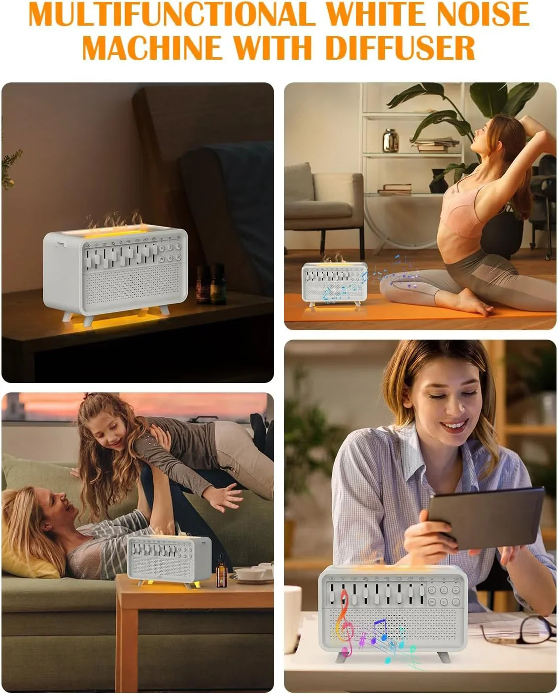 4-in-1 HIFI Bluetooth Speaker – White Noise, Night Light, Humidifier & Sleep Aid