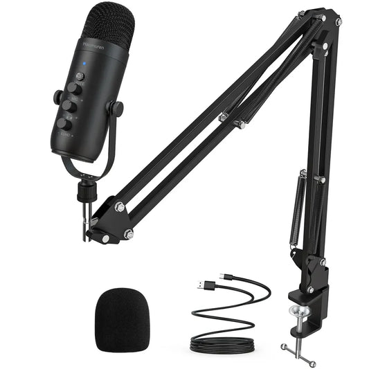 Haomuren USB Streaming Microphone – Cardioid Condenser with Boom Arm