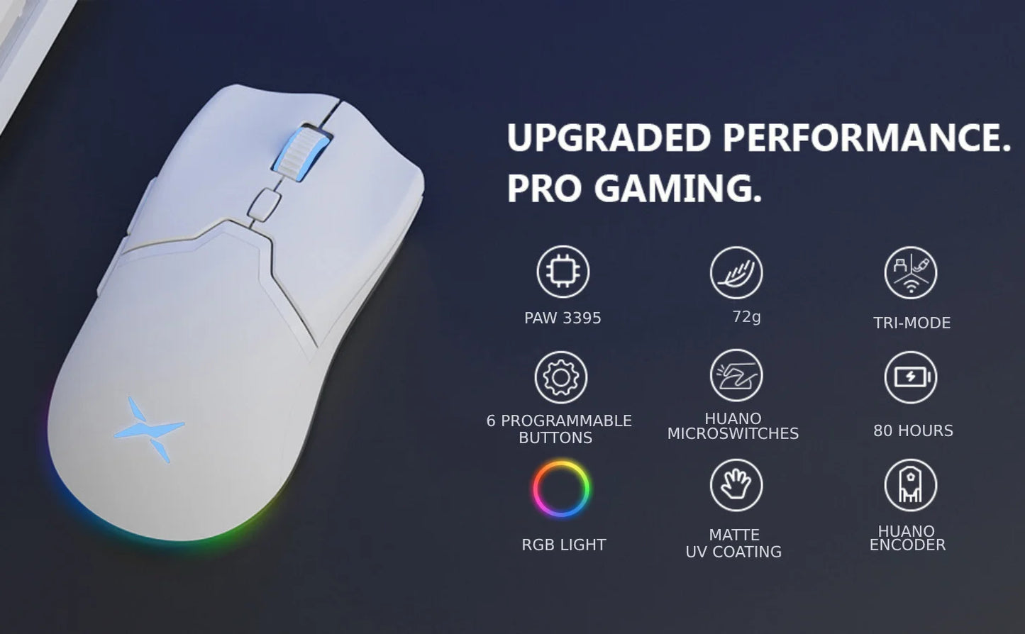 Delux M800PRO Wireless Gaming Mouse – RGB, 26000 DPI, Programmable