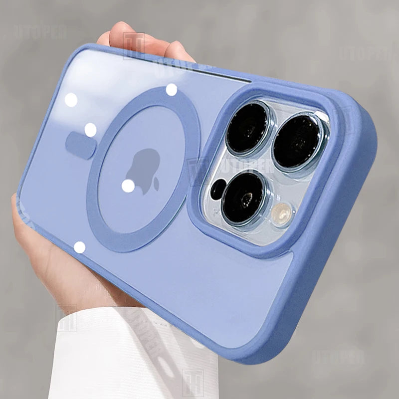 Anti-Fall Acrylic Business Case – Magnetic Magsafe for iPhone 11–16 Pro/Max