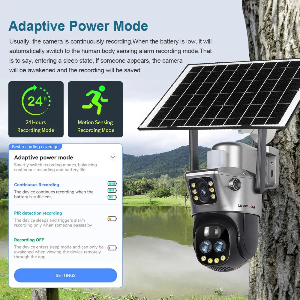 LS Vision V380 Dual Lens Solar Camera – 8MP 4K, 10X Zoom, WiFi/4G
