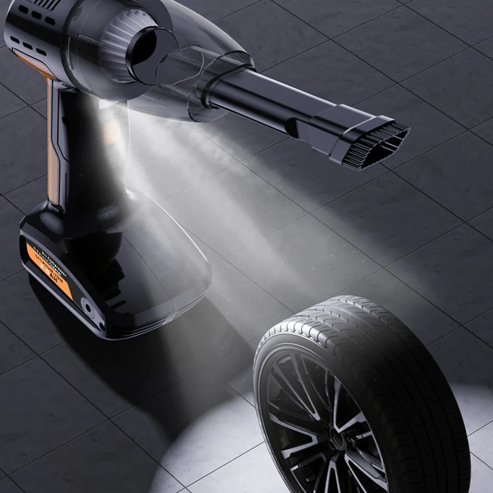 4-in-1 Car Vacuum & Tire Inflator – Cordless, LED, Strong Suction