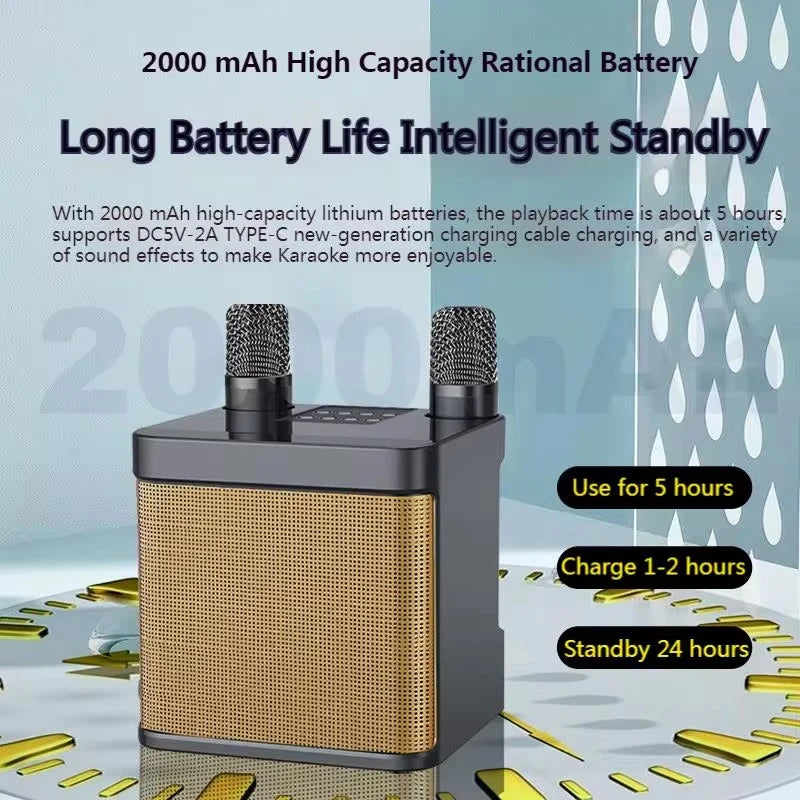 Portable Dual Mic Karaoke Machine – Bluetooth HIFI Speaker for Home & Party
